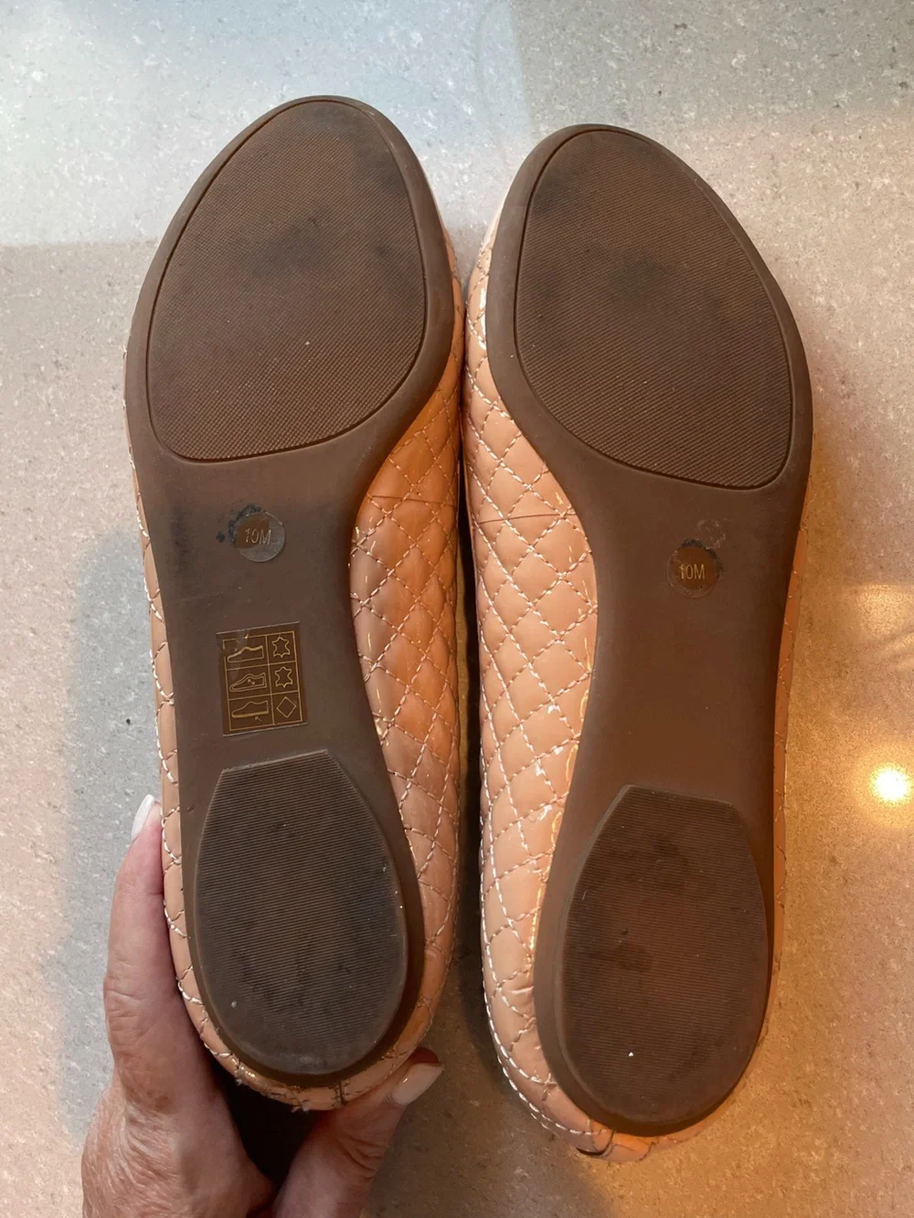 Tory Burch Quilted PatentLeather Ballet Flats | Light Oak